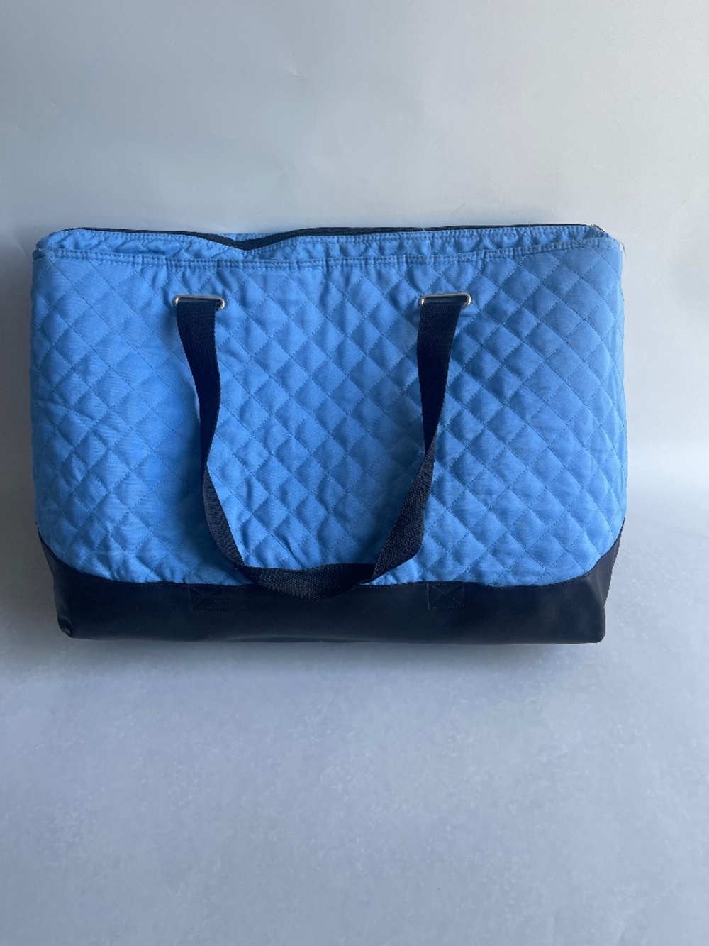 Jenny Craig Large Blue Quilted Insulated Tote Bag Zip Top Travel Cooler Shopper